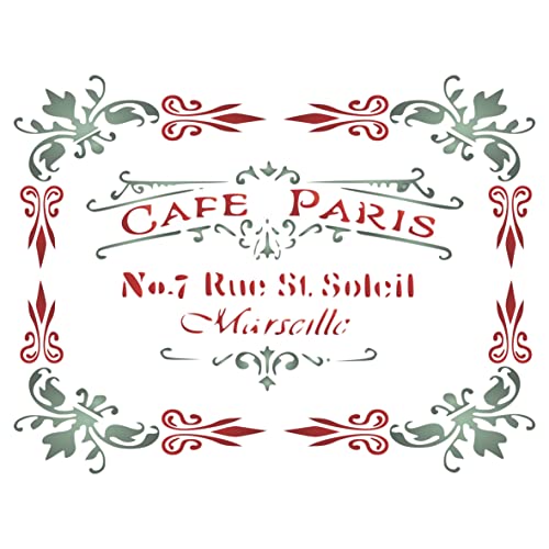 Café Paris Schablone, 26,67 x 21,59 cm (M) – Vintage Französisch Thema Schild Label Schablonen zum Malen Vorlage von Stencil Company