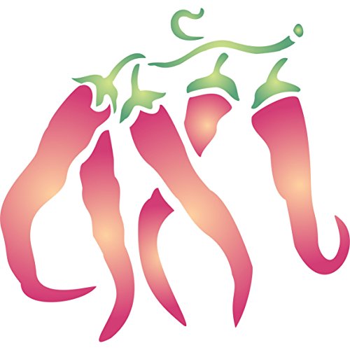 Chili Pepper Schablone – 12,5 x 12,5 cm – Wiederverwendbare Schablone für Obst und Gemüse von Stencil Company