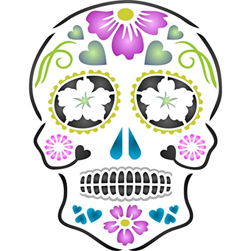 DAY OF THE DEAD Sugar Skull Schablone - 16.5 x 21.5cm - M von Stencil Company