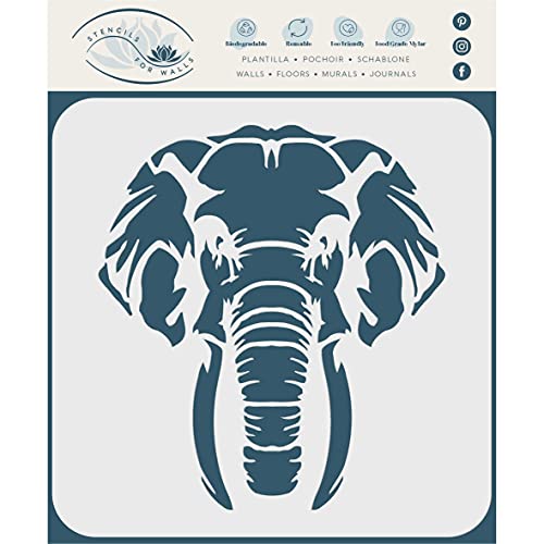 Elefantenkopf-Schablone, 16,5 x 19 cm (M) – afrikanische große fünf Tier-Tier-Schablonen zum Malen von Stencil Company