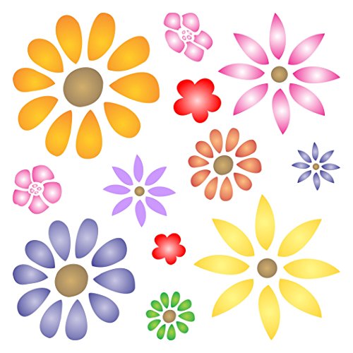 Flower Power Schablone – 11,5 x 11,5 cm (S) – wiederverwendbare Gänseblümchen-Wandschablone von Stencil Company