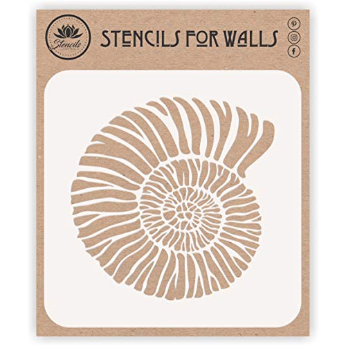 Fossil Shell Schablone 21,59 x 21,59 cm (L) - Jurassic Nautilus Shell Ammonit Fossil Schablonen Schablone zum Malen von Stencil Company