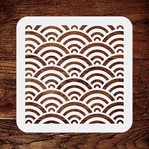 Japanische Wellen Schablone – 25,5 x 25,5 cm – wiederverwendbare asiatische orientalische chinesische Meerwasser-Schablone von Stencil Company