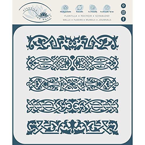 Keltische Clip Schablone 30,5 x 33 cm (L) - Irische Kelten Wikinger Haarspange Knotwork Design Gewebt Ethno Geflochten Schutz Knoten Schablonen für Malerei Vorlage von Stencil Company