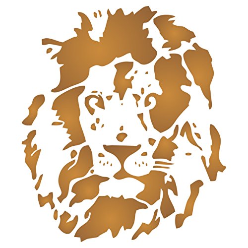 Lion Head Schablone – wiederverwendbar African Big Cat Animal Wildlife Schablonen für Malerei – zur Verwendung auf Papier Projekte Scrapbook Tagebuch Wände Böden Stoff Möbel Glas Holz usw. L von Stencil Company
