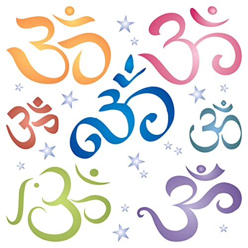 OM Symbole Schablone, 16,51 x 16,51 cm (M) - Pranava Yoga AUM Indian Mantra Sanskrit Hindu-Spirituelle Schablonen zum Malen Vorlage von Stencil Company