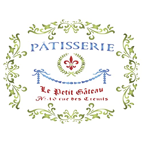 Patisserie-Schablone, 26,67 x 21,59 cm (M) – Vintage Französisch Thema Schild Etikett Schablonen zum Malen Vorlage von Stencil Company
