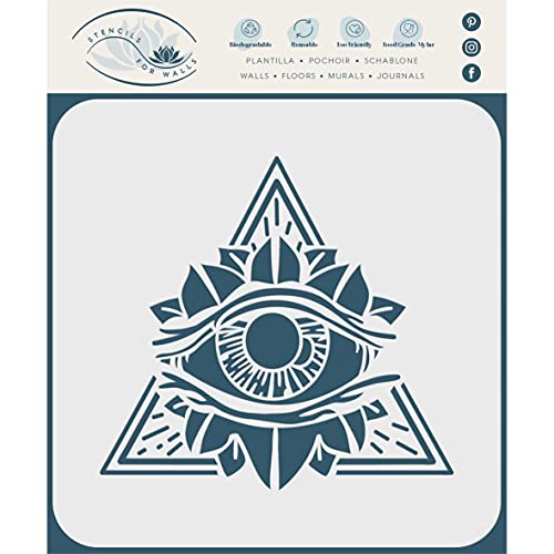 Schablone All Seeing Eye Schablone, 11,4 x 10,8 cm (S) - Pyramiden-Symbol Auge der Vorsehung Dreieck Magic Freimaurer Spirituelle Esoterik Schablonen zum Malen Vorlage von Stencil Company