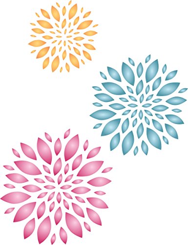 Schablone mit Blumenmuster, 12,5 x 16,5 cm (S) – wiederverwendbar, großes Wandbild mit Blumenmuster, Wandschablone von Craft Kreatively