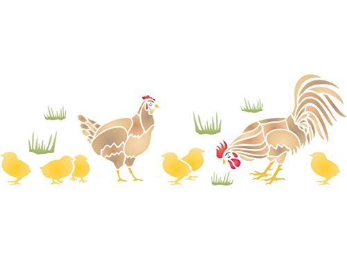 Schablone mit Huhn-Motiv, wiederverwendbar, 51 x 16,5 cm von Stencil Company