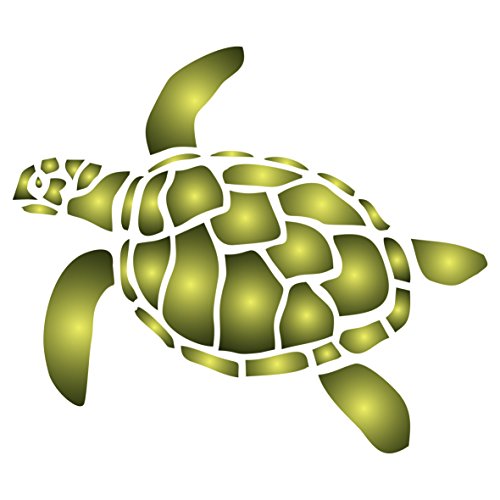 Schildkröten-Schablone – 14 x 11,5 cm (M) – Wiederverwendbare Schablone mit Meer, Ozean, nautisches Meer, Küste und Riff, Wandschablone von Stencil Company