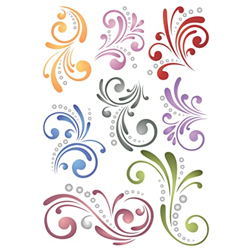 Swirl Accents Layering Schablone 11,43 x 16,51 cm – Stencil Company Original Florish Stencil Mask verwendet um Textur, Design und Akzente zu Mixed Media Hintergründen hinzuzufügen von Craft Kreatively