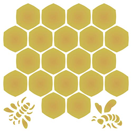 Waben-Schablone – großer wiederverwendbarer Bienenen-Honigkamm, sechseckige Wandschablone – Verwendung auf Papierprojekten, Scrapbooks, Wänden, Böden, Stoff, Möbel, Glas, Holz usw. L von Stencil Company