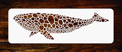 Wal Schablone - 20 x 5,5 cm - Wiederverwendbare Mosaik Fisch Blauwal Wandschablonen Vorlage von Stencil Company