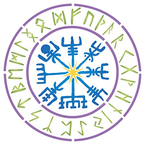 Wikinger Kompass Schablone 25,40 x 25,40 cm (M) - Vegvisir Runen Nordischen Kompass Design Schablone Symbol für Schutz und Führung von Stencil Company