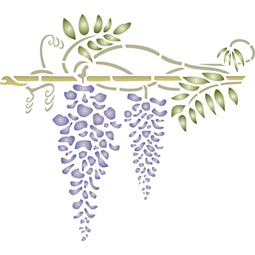 Wisteria Schablone, wiederverwendbar, Blumen Bordüre Wand-– Vorlage, auf Papier Projekte Scrapbook Tagebuch Wände Böden Stoff Möbel Glas Holz etc. m von Stencil Company