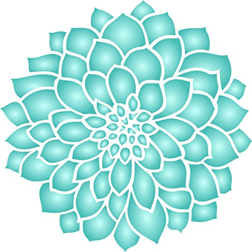 Zinnia Schablone – 16,5 x 16,5 cm (S) – wiederverwendbare große Dahlien-Blumen-Muster, Pflanzen-Wandschablone von Stencil Company