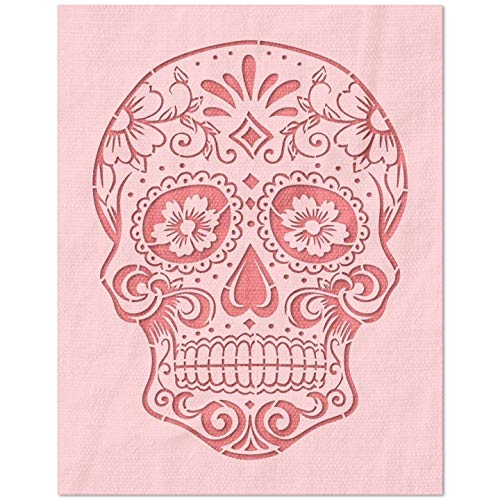 Stencil Stop Verzierte Dia de Los Muertos Totenkopf-Schablone – wiederverwendbar für DIY-Projekte, Malen, Zeichnen, Basteln – 14 mm Mylar-Kunststoff (22,9 x 30,5 cm) von Stencil Stop