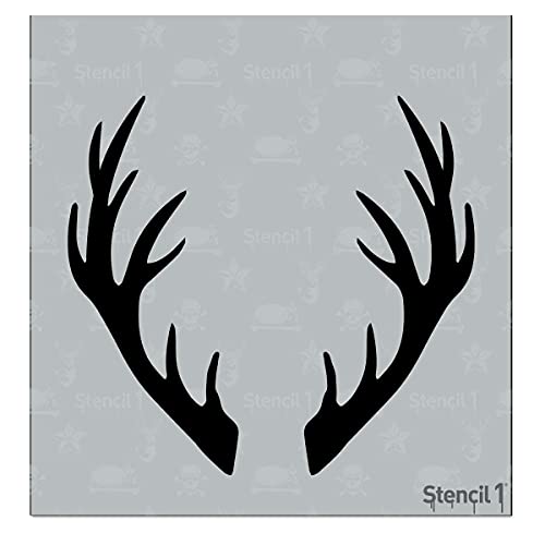 Stencil1 Geweih-Schablone – hochwertige wiederverwendbare Schablonen zum Malen, Basteln und Dekorieren – Dekoration an Wänden, Stoff und Möbeln, recycelbar – 14,6 x 15,2 cm von Stencil1