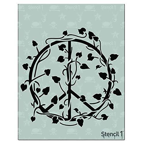 Stencil1 Peace-Zeichen mit Ranken-Schablone, langlebige Qualität, wiederverwendbare Schablonen zum Malen – Erstellen Sie Schablonen, Handwerk und Dekoration – Dekoration an Wänden, Stoff und Möbeln, von Stencil1