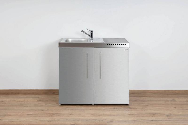 Stengel Küchenzeile Miniküche Premiumline MP 100, (Kleine Single Küchen 100 cm Edelstahl), Küchenblock mit Spüle ohne E-Geräten von Stengel