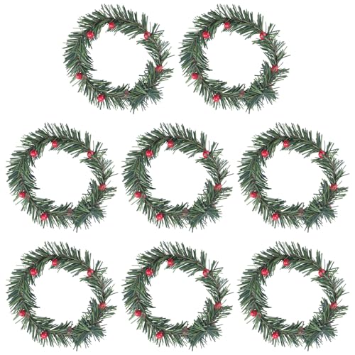 Steowsey 8 STÜCKE Stechpalme Beere Kerze Ring Kleine KüNstliche Rote Beeren Kiefern Nadeln Kranz für Weihnachten Girlande Ornamente Steowsey 8 STÜCKE Stechpalme Beere Kerze Ring Kleine KüNstliche Rote Beeren Kiefern Nadeln Kranz für Weihnachten Girlande Ornamente von Steowsey