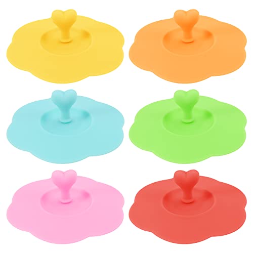 Steowsey Silikon Glas Becher Abdeckungen, 6 StüCk Silikon Becher Deckel Wiederverwendbare Anti Becher Abdeckungen Niedliche Kaffee Tee Becher Abdeckung für GeträNke von Steowsey