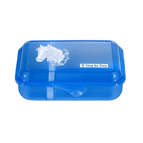 Step by Step Lunchbox „Horse Lima“, mit Trennwand und Klickverschluss, spülmaschinenfest, BPA-frei, für Schule und Kindergarten, 0,9L, blau von Step by Step