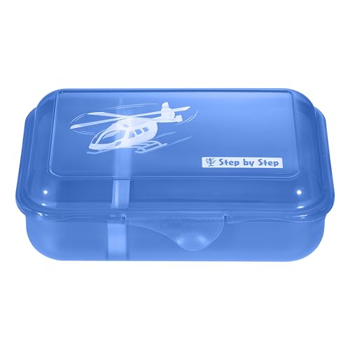 Step by Step Lunchbox Helicopter Sam, Blau, mit Trennwand und Klickverschluss, spülmaschinenfest, BPA-frei, für Schule und Kindergarten, 0,9l von Step by Step