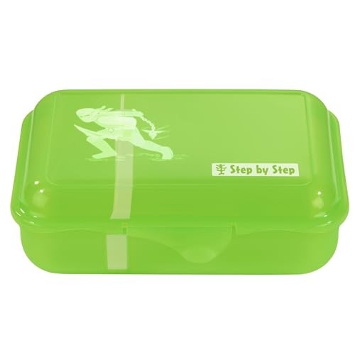 Step by Step Lunchbox Ninja Kimo, Grün, mit Trennwand und Klickverschluss, spülmaschinenfest, BPA-frei, für Schule und Kindergarten, 0,9l von Step by Step