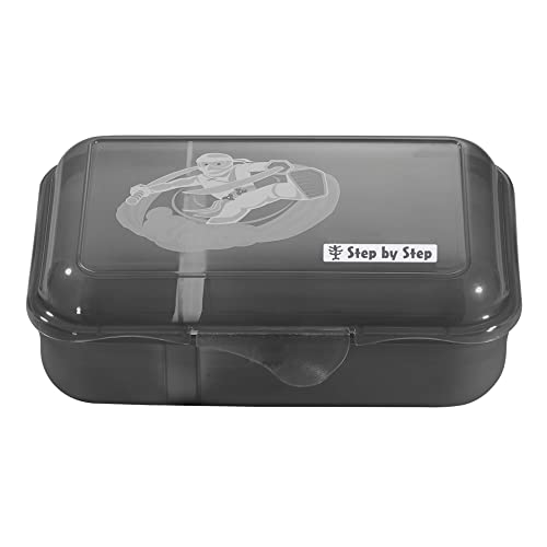 Step by Step Lunchbox Ninja Yuma, schwarz, mit Trennwand und Klickverschluss, spülmaschinenfest, BPA-frei, für Schule und Kindergarten, 0,9L von Step by Step