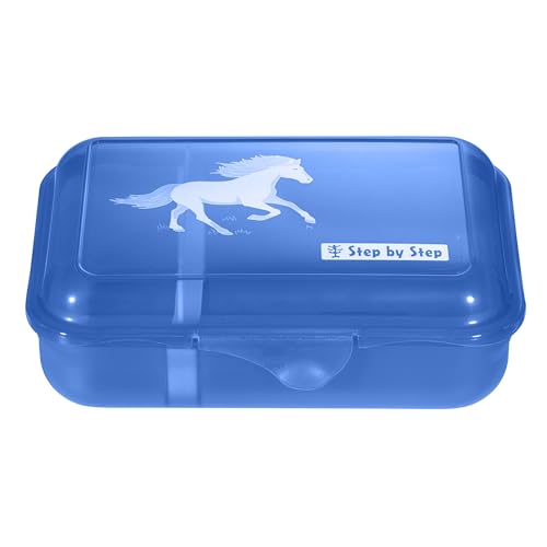 Step by Step Lunchbox Wild Horse Ronja, Blau, mit Trennwand und Klickverschluss, spülmaschinenfest, BPA-frei, für Schule und Kindergarten, 0,9l von Step by Step