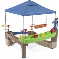 Pump & Splash Shady Oasis Spielhaus mit Wasser Spielzeug Kunststoff Patio für Kinder mit Wasserpumpe, Wasserspieltisch & Zubehör Geeignet für von Step2