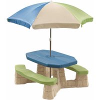 Naturally Playful Picknicktisch mit Sonnenschirm (mehrfarbig) Picknickbank für Kinder aus Kunststoff - Braun - Step2 von Step2