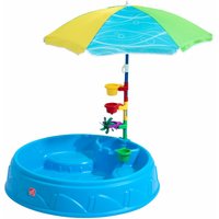 Play and Shade Planschbecken mit Sonnenschirm und Zubehör Garten Wasser Spielzeug aus Kunststoff für Kinder in Blau Planschbecken ohne Luft klein von Step2
