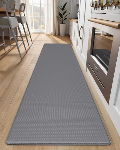 StepAura Küchenmatten für den Boden, 43,2 x 200,7 cm, Anti-Ermüdungs-Matten für Küchenboden, rutschfeste gepolsterte Teppiche zum Stehen, Grau von StepAura