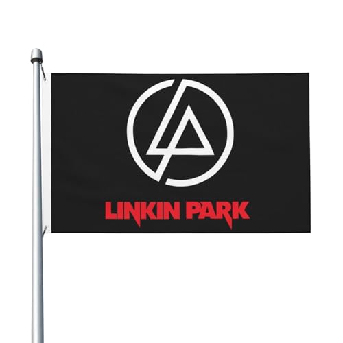Lin-kin Rock Band Flag Hip-Hop-Flagge 3x5 Fuß mit Ösen Dekorative Gartenflagge für den Außenbereich Musikbanner Hochwertige Polyester-Gartenflagge Lustige Flagge für Gartenhaus-Heimdekoration von Stepgrais