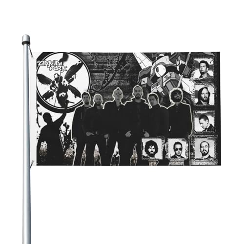 Lin-kin Rock Band Flag Hip-Hop-Flagge 3x5 Fuß mit Ösen Dekorative Gartenflagge für den Außenbereich Musikbanner Hochwertige Polyester-Gartenflagge Lustige Flagge für Gartenhaus-Heimdekoration von Stepgrais