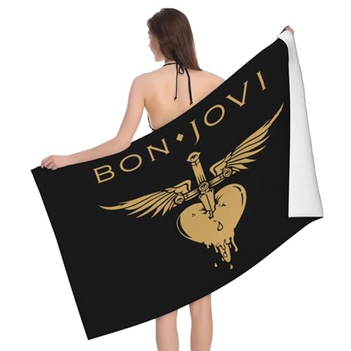 Stepgrais Jovi Rockband Badetuch Für Erwachsene Mikrofaser-Strandtuch Schnelltrocknendes Badetuch Leichtes Reisehandtuch Mit Tasche Für Fitnessstudio Camping Schwimmen Yoga 80 X 130 cm von Stepgrais