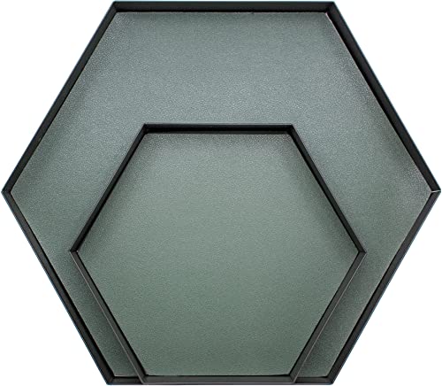2er Set Deko-Tablett aus Metall mit Kunstledereinsatz (sechseckig, dunkelgrün) von Stephanie Imports
