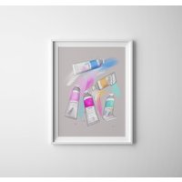 Graue Farbtubes Fine Art Print, Künstlerbedarf, Geschenk Für Künstler Frau, Kinderzimmer Dekor, Wanddeko, Kunst Poster, Wohnheim Dekor College von StephanieAnneIllu