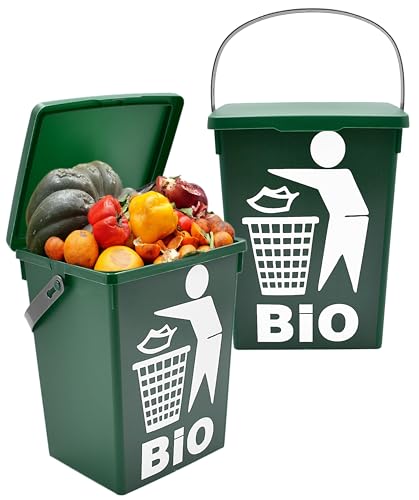 2er Set Bio Mülleimer 5L - Biomüll Behälter mit Deckel - Grün - Bioeimer klein für Küche - Abfalleimer Komposteimer Bioabfall von Stephans Möbelbörse