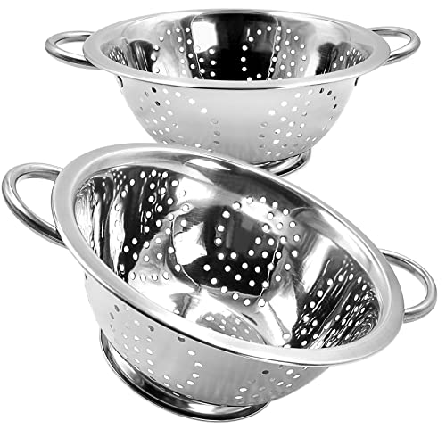 2x Küchensieb aus Edelstahl - klassisches Nudelsieb - Abtropfsieb mit 2 Griffen - rund - Seiher Ø 24cm, silber von Stephans Möbelbörse