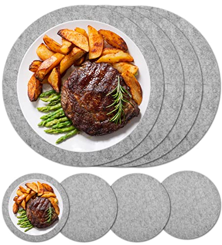 8X Platzsets aus Filz abwaschbar Tischset Platzdeckchen Tischset Untersetzer Platzmatte Ø35cm Hellgrau Rund von Stephans Möbelbörse