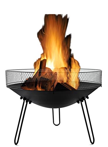 Feuerschale für den Garten Ø60cm mit Funkenschutz Feuerstelle Pflanzschale Terassenfeuer Korb für den Außenbereich, Outdoor, Camping, Terrasse von Stephans Möbelbörse