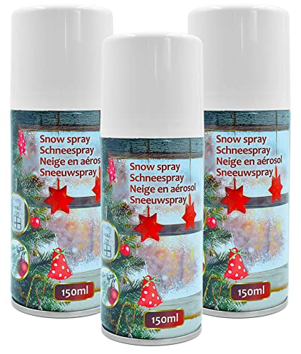 Stephans Möbelbörse 3X Kunstschnee - Spraydose mit Dekoschnee - Schneespray zum Dekorieren zu Weihnachten - Sprühschnee Snowspray Fensterspray Schnee Spray Deko Schnee (03 Stück - 150ml/Schnee) von Stephans Möbelbörse