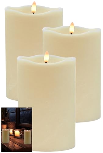 Stephans Möbelbörse 3x LED Echtwachskerze 10x15 cm mit Timer Kerze batteriebetrieben 3D Flackereffekt Echtwachs Adventskranz Kerzen LED Adventskerzen Stephans Möbelbörse 3x LED Echtwachskerze 10x15 cm mit Timer Kerze batteriebetrieben 3D Flackereffekt Echtwachs Adventskranz Kerzen LED Adventskerzen von Stephans Möbelbörse