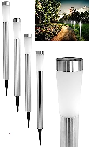 Stephans Möbelbörse 4x LED Solar Gartenlampe 90cm für Außen Garten Leuchte Lampe Standlampe Outdoor IP44 Wegeleuchte Solarlampen aus Edelstahl für Terrasse, Rasen, Garten und Wege von Stephans Möbelbörse