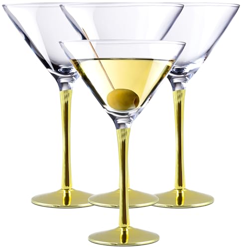 Stephans Möbelbörse 4x Martini Glas Martinigläser Gläser Martinischale Cocktailglas Cocktail Sekt Champagner Dessert Schale Gold von Stephans Möbelbörse