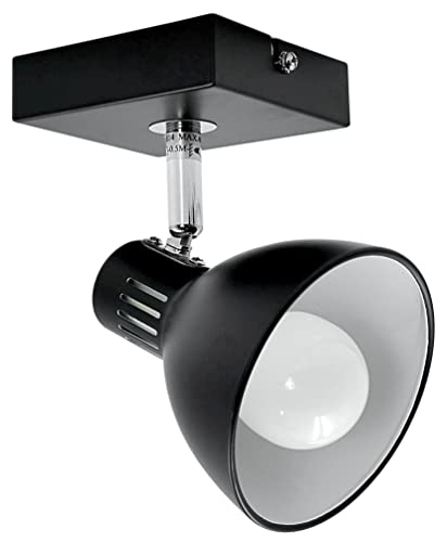 Stephans Möbelbörse LED Retro Deckenleuchte Decken Strahler Spot Lampe Aufputz Leuchte Deckenlampe Aufbau-Lampe Downlight Drehbar 1-flammig Schwarz mit E14 Fassung von Stephans Möbelbörse